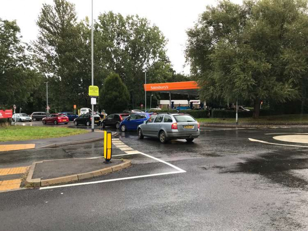 The Sainsbury's petrol station in Street this afternoon