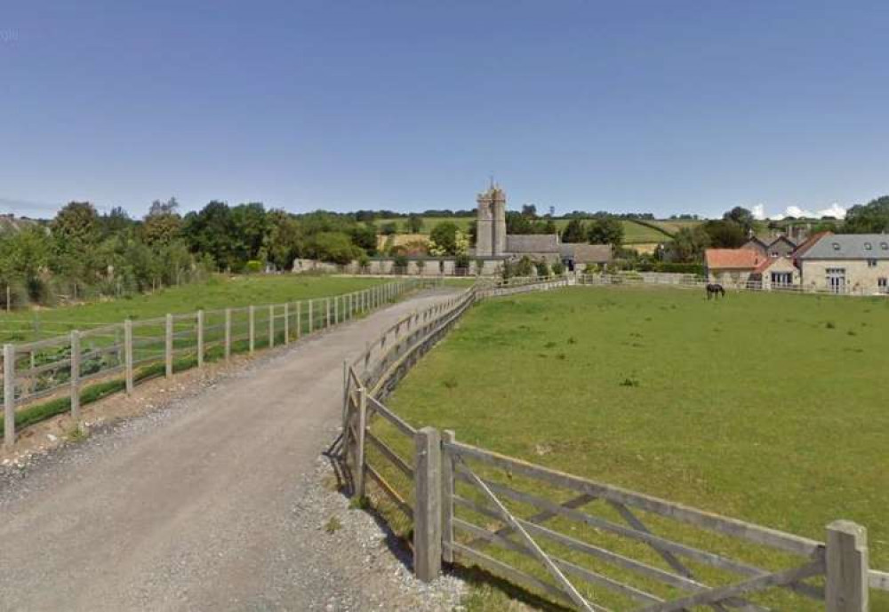 Looking towards the storage building in front of the church in Greinton (Photo: Google Street View)