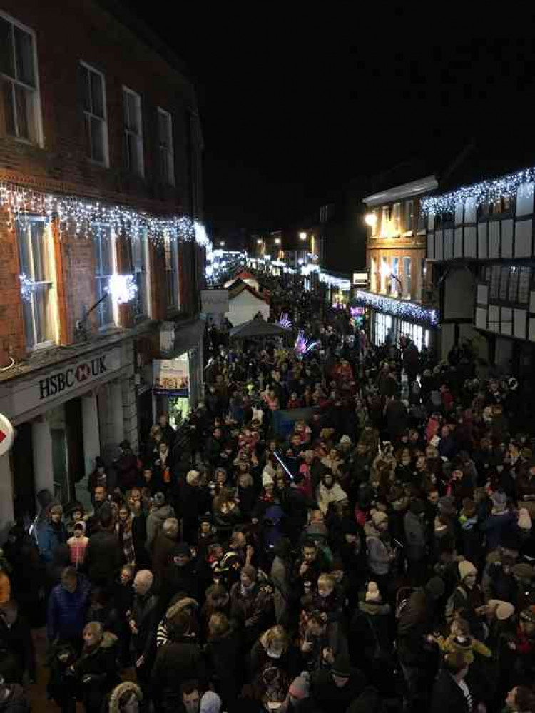 The switch-on event traditionally attracts large crowds, as seen here in 2018.