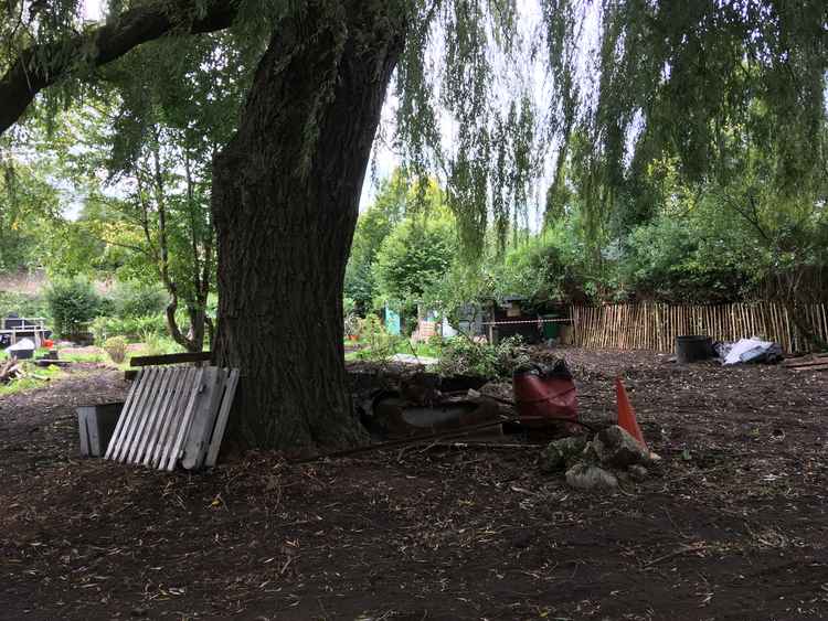 A pile of junk that has accumulated at the allotment site over the years.