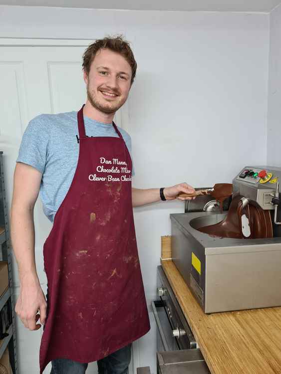 Dan watches a batch in the melanger.