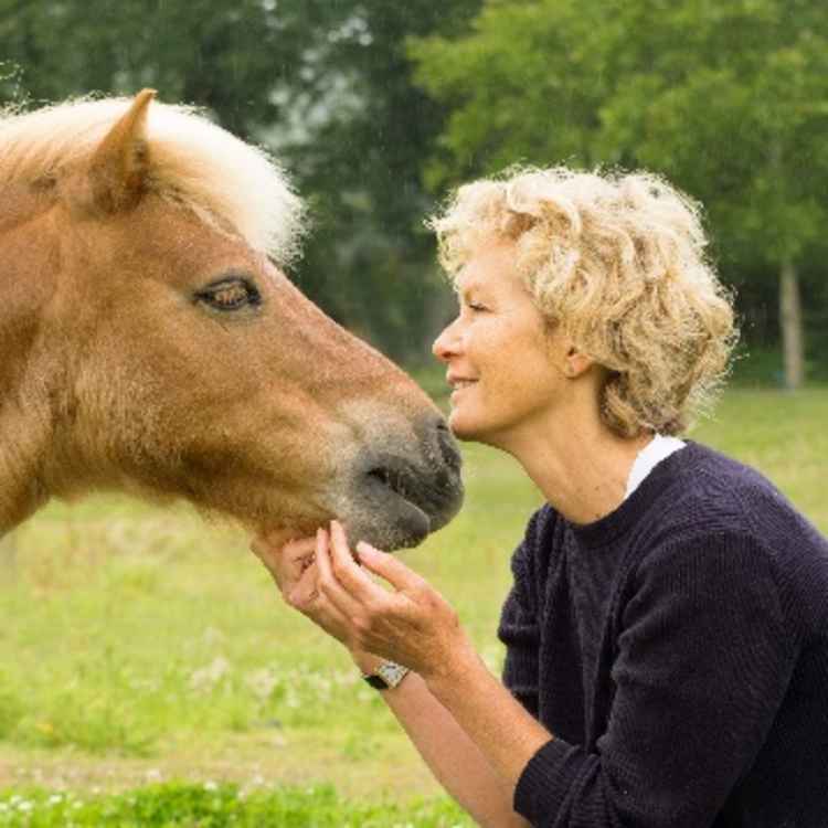 Actress Jenny Seagrove with one of the Mane Chance horses.