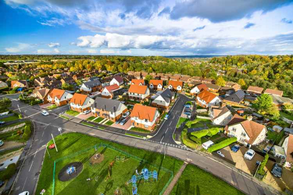 A bird's eye view of the new homes.