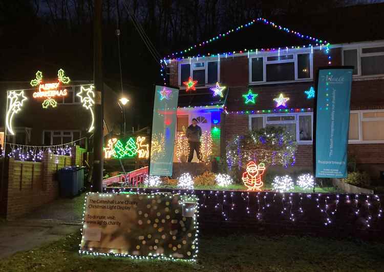 Richard's house is all lit up for Christmas!