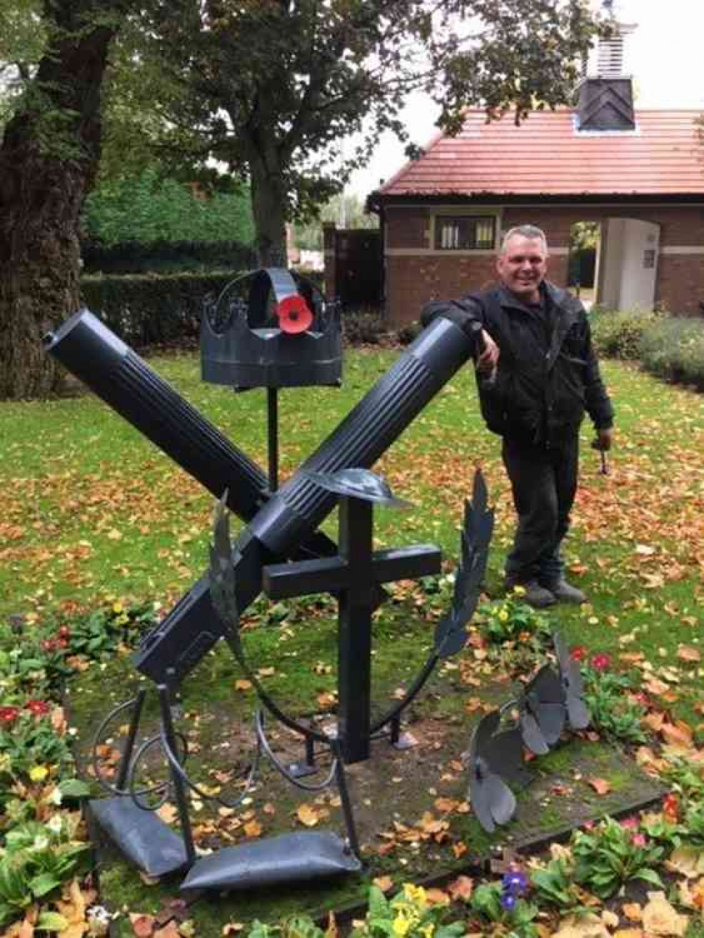 Chris Kennedy with the World War One memorial