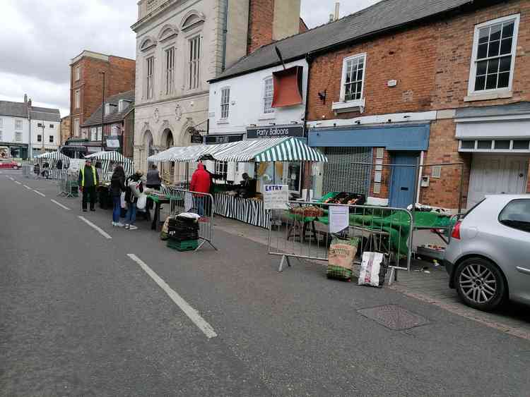 The fruit stall is prepared