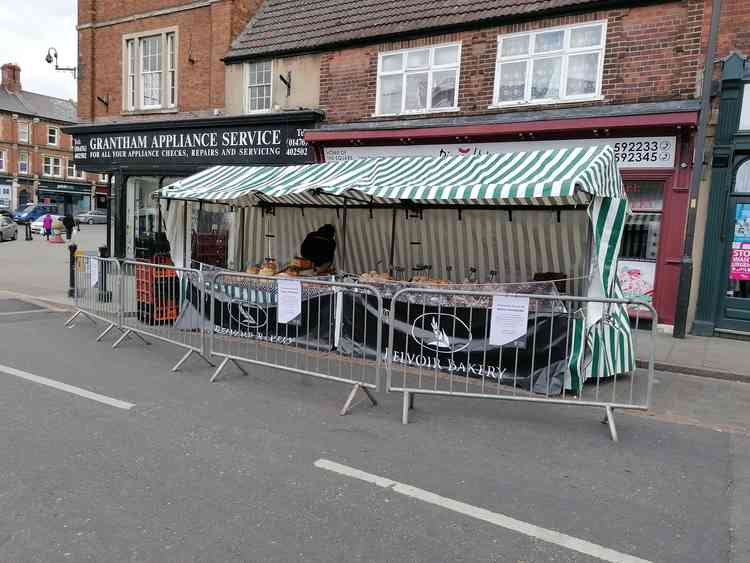 The bread stall, with its extensive range of lovely breads