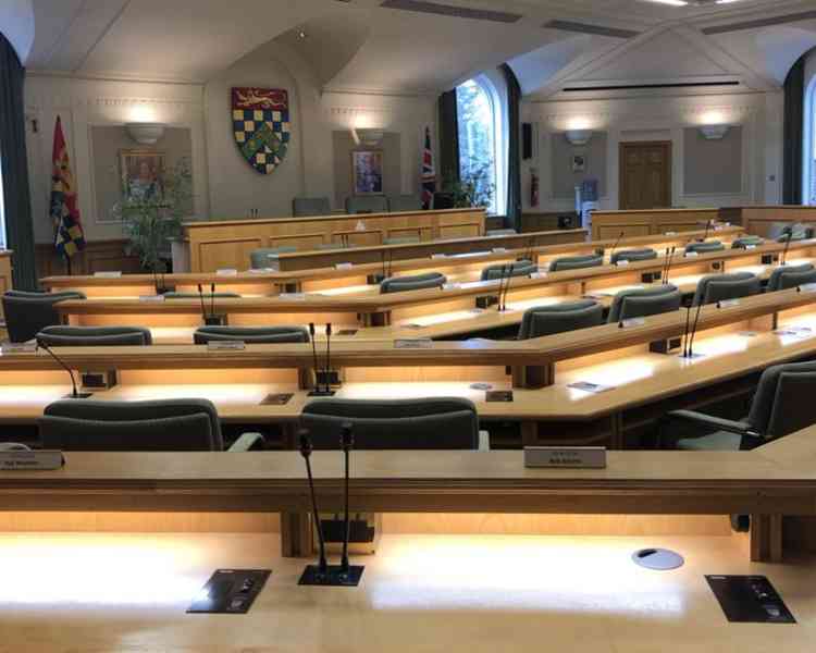 An empty council chamber