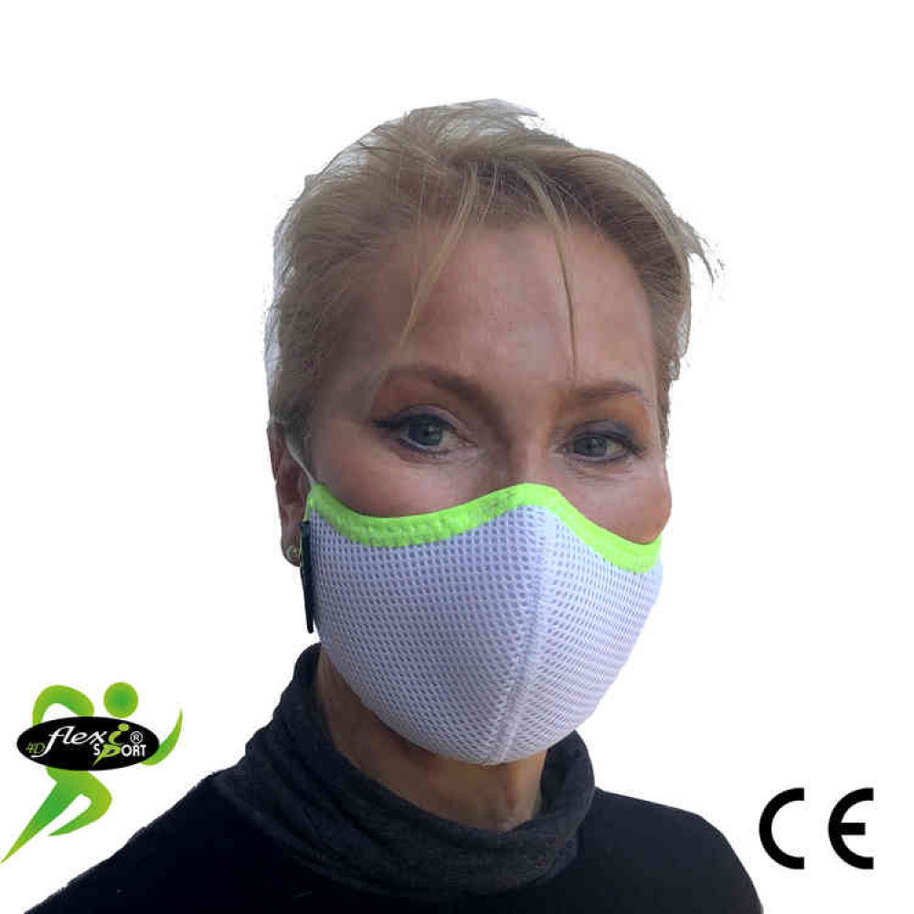 Barbara Thompson of Angel Med with one of the masks