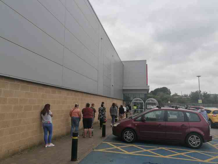 Queueing on Saturday afternoon.