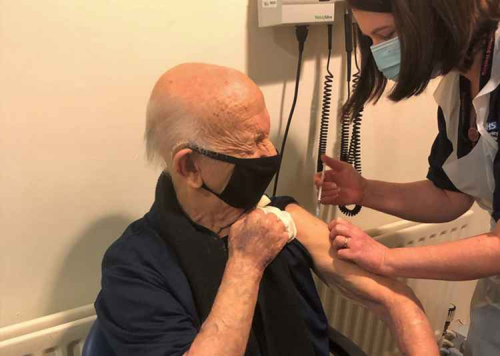 Coun Mike Exton of Stamford receives his vaccine.