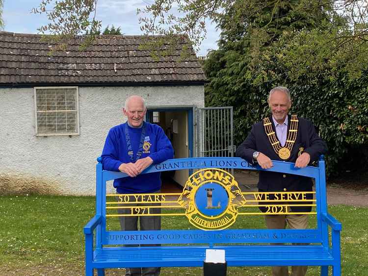 Grantham Lion President Godfrey Mackinder and Mayor Councillor Dean Ward