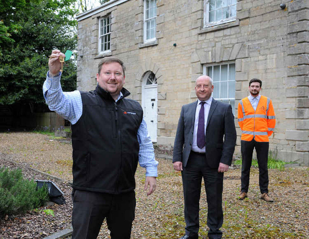 Image: Dave Carter, Build Director at Lightspeed Broadband (Front) , Simon Stone, Retailer Director at Springfields, and Sean Milligan, Build Manager at Lightspeed Broadband (Back) in front of Lightspeed Broadband's new headquarters, Fulney Hall. Credit