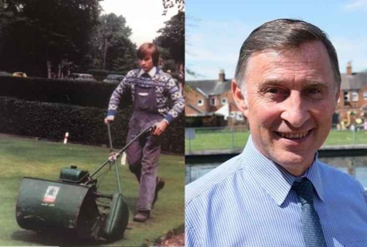 Left: Steve Frisby at work in the early days of his SKDC career. Right: Steve Frisby in Wyndham Park. Credit: SKDC