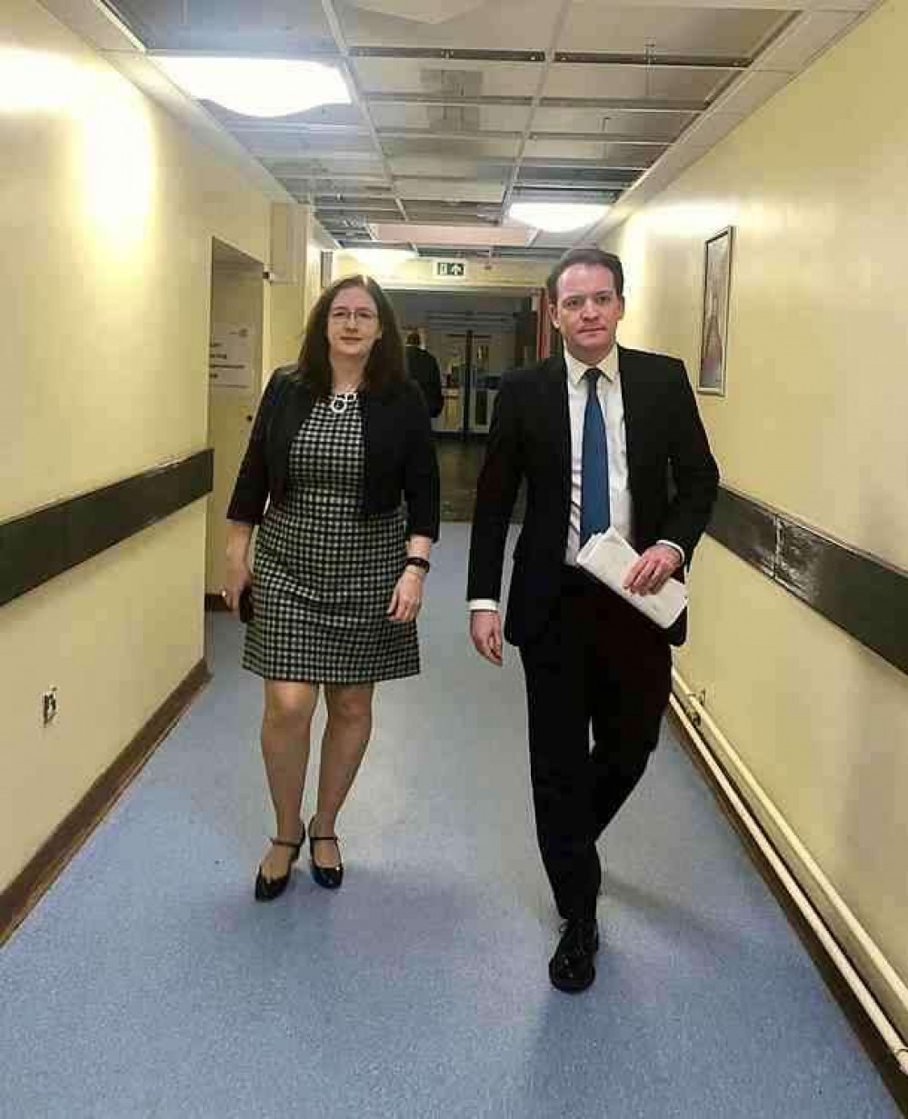 Dr Caroline Johnson with Grantham MP Gareth Davies on a hospital visit