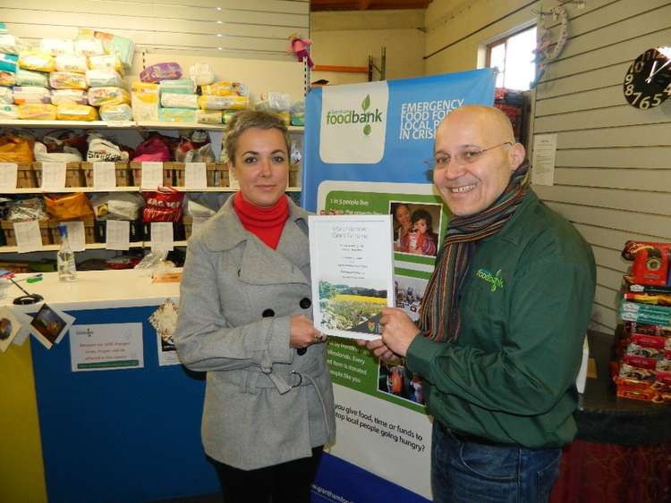 Helen Goral with Brian Hanbury from Grantham Foodbank