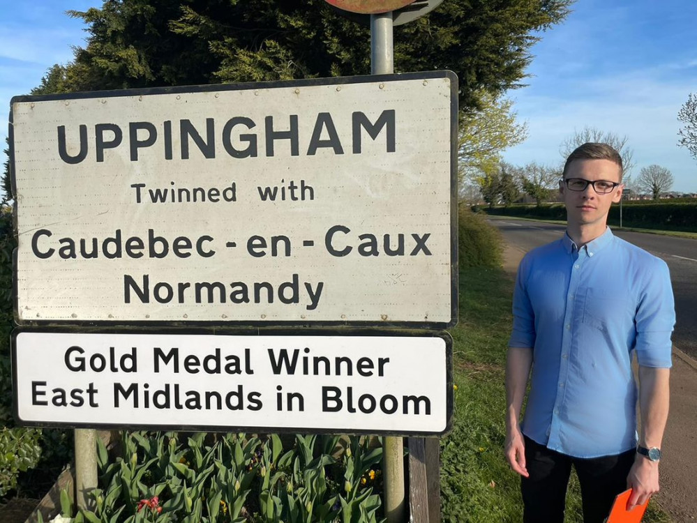 A picture of Stephen, as he put it 'standing awkwardly by the Uppingham sign!' (image courtesy of Stephen Lambert)