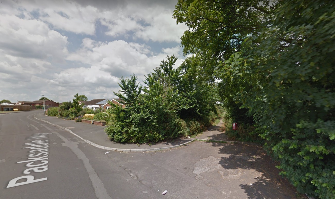 Access To Potential Development Site On Packsaddle Way In Frome. CREDIT: Google Maps. Free to use for all BBC wire partners.