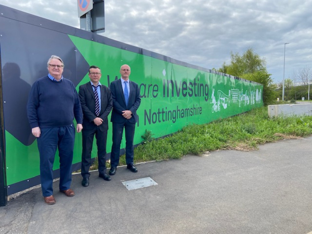 Cllr Keith Girling, Matt Neal and Steve Keating, Development Project Manager at the site. Photo Credit: Tom Surgay.