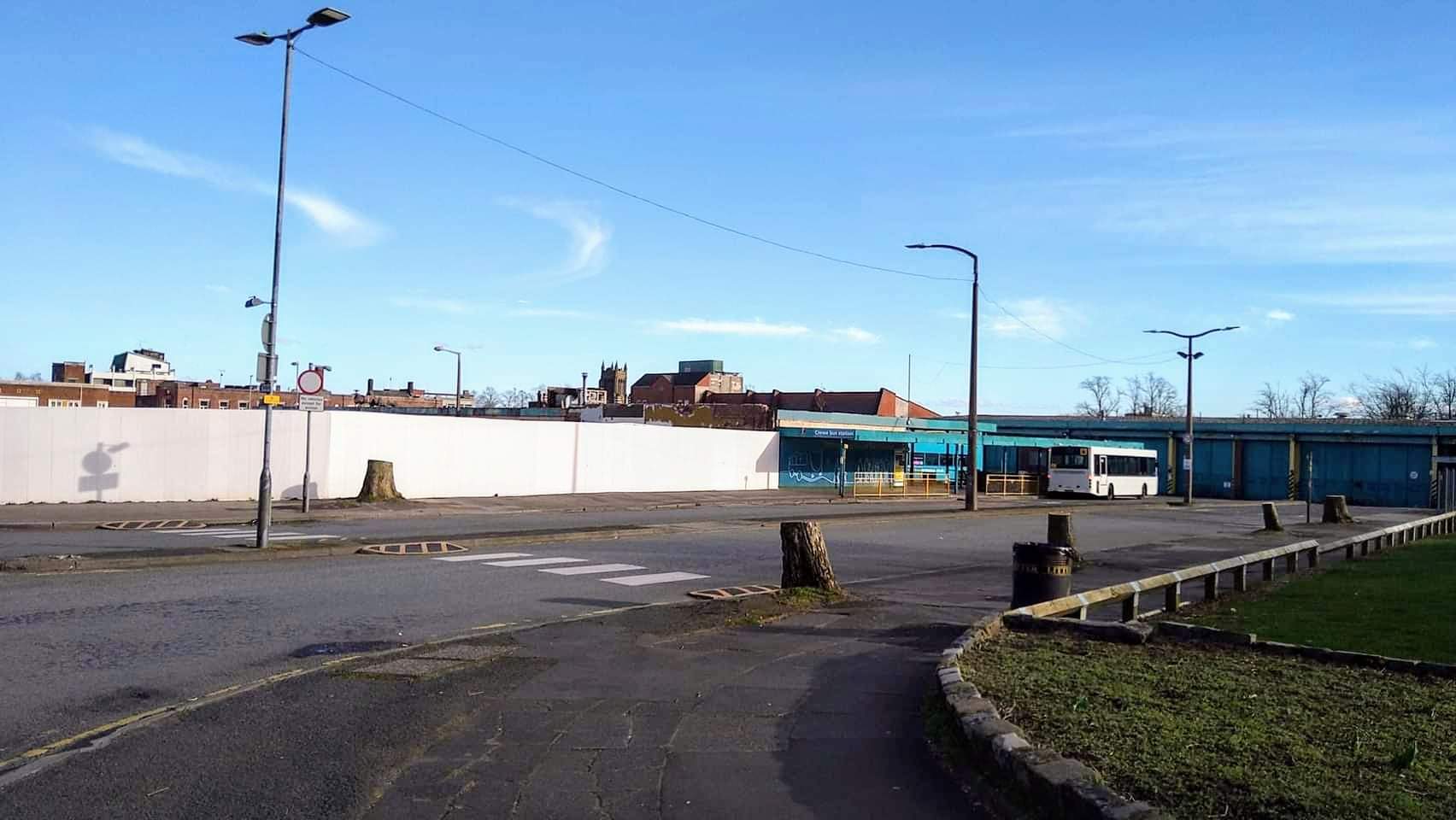 The former Wetherspoons on Victoria Street is now rubble. Trees were cut down around the bus station last month (Richard Seamon).