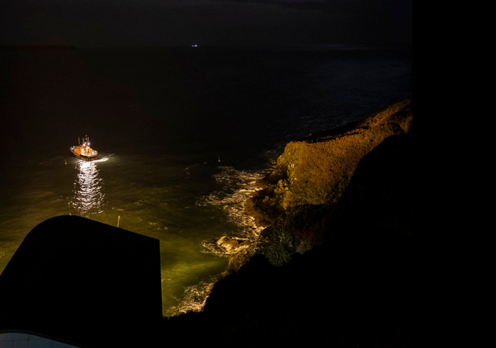 The Lizard lifeboat launches from the station. Credit: Lizard RNLI.