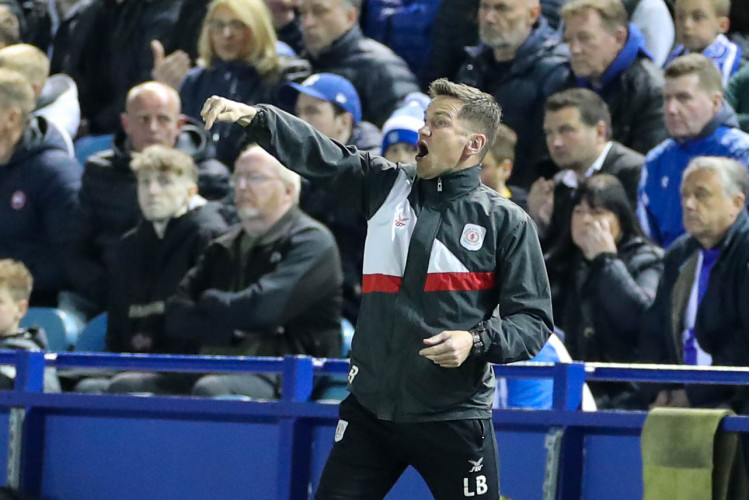 Lee Bell, pictured on the touchline at Hillsborough, wants Crewe to finish their home campaign with a flourish for the fans (Picture credit: Kevin Warburton).