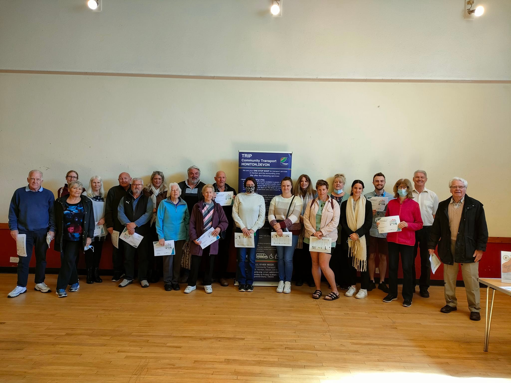 A group attending a defibrillator and CPR course in Honiton. 