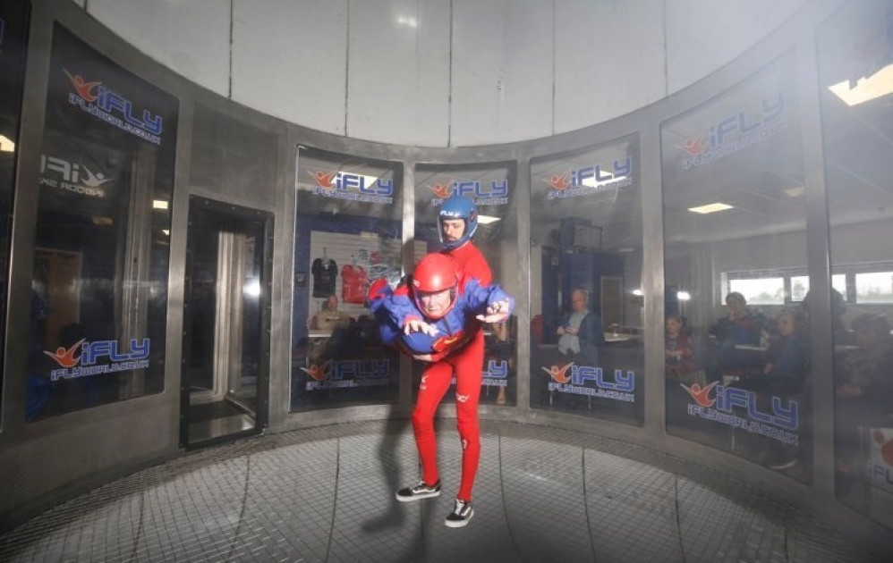 Cllr Sylvia Rushton completed the adrenaline filled indoor skydive in aid of local charities.