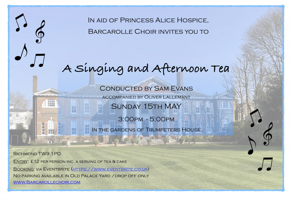Barcarolle Choir, an international female choir based in London and its Music Director Sam Evans are delighted to announce their forthcoming Fundraiser concert at Trumpeter's House built on the former site of Richmond Palace.