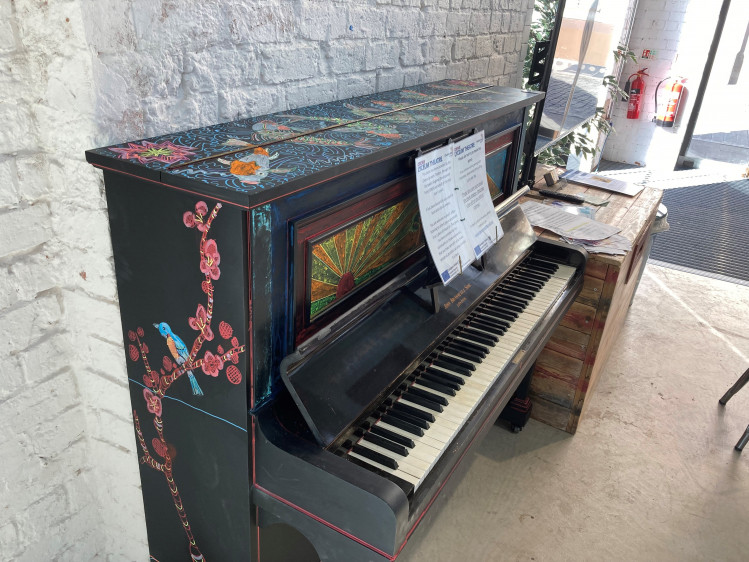 The piano in Crewe Market Hall.