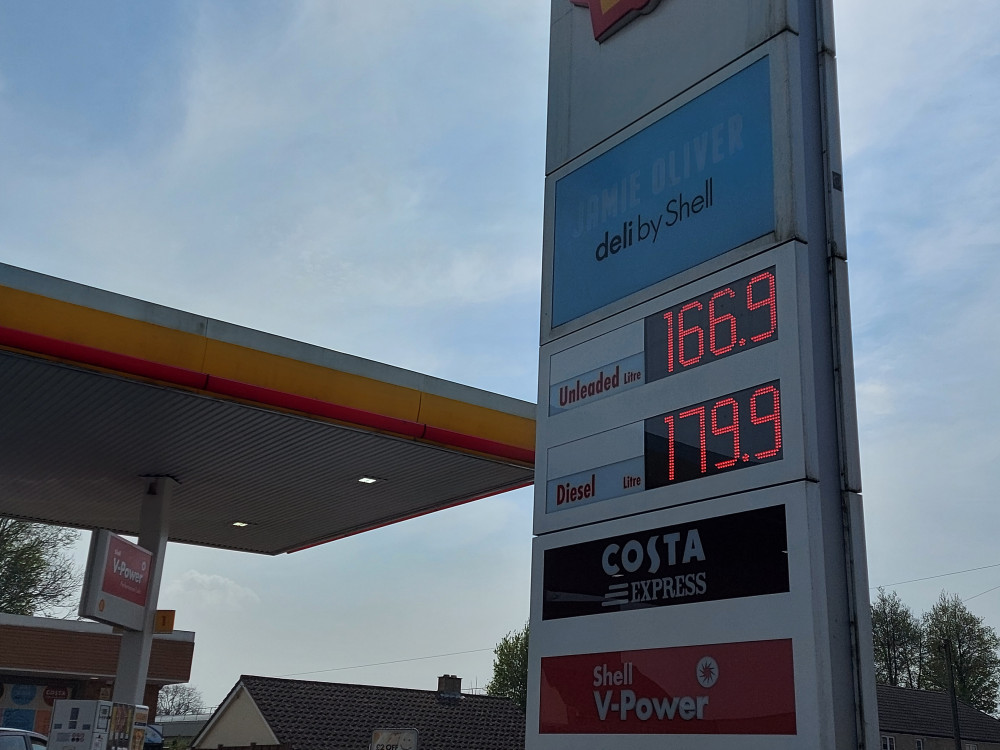 Petrol prices at the Shell in Westfield on April 22