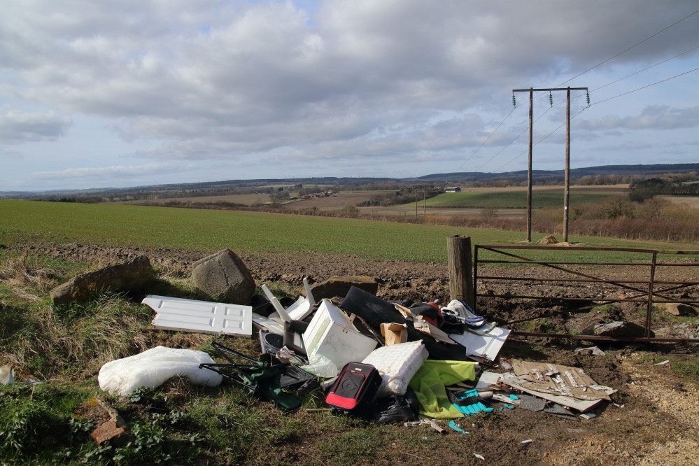 The fly-tipping was found in Elvers Green Lane, Barston