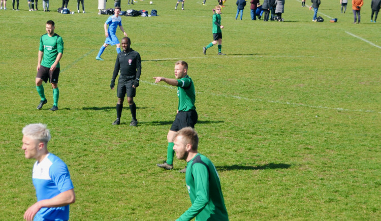 Shotley Rose player manager Ryan Scutcher pointing the way (Picture credit: Peninsula Nub News)