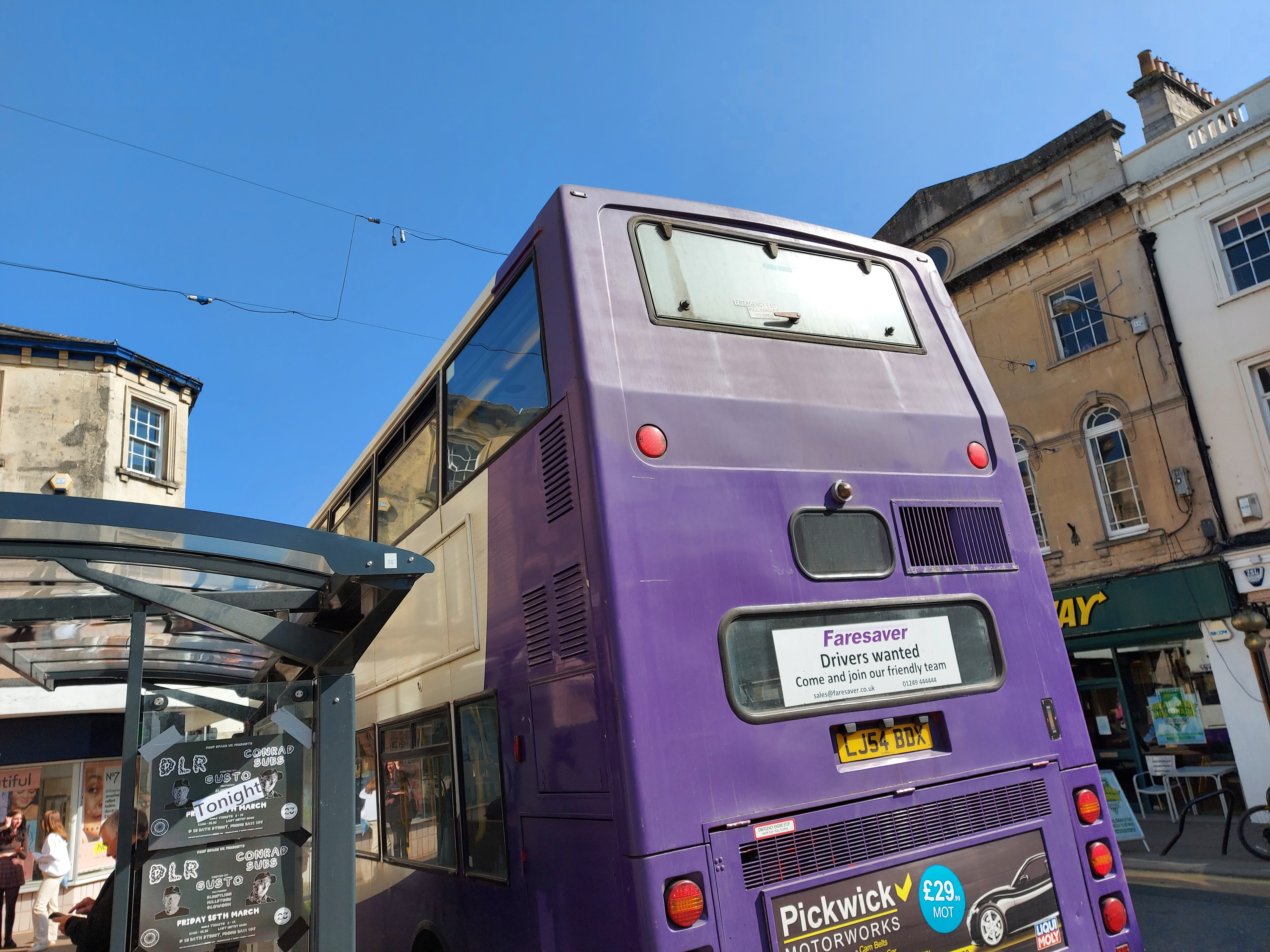 The bus goes from the town centre of Frome