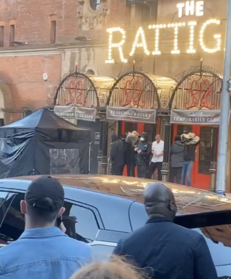 Channing Tatum sporting a white t-shirt outside of Clapham Grand (Image: Emma Ormerod) 