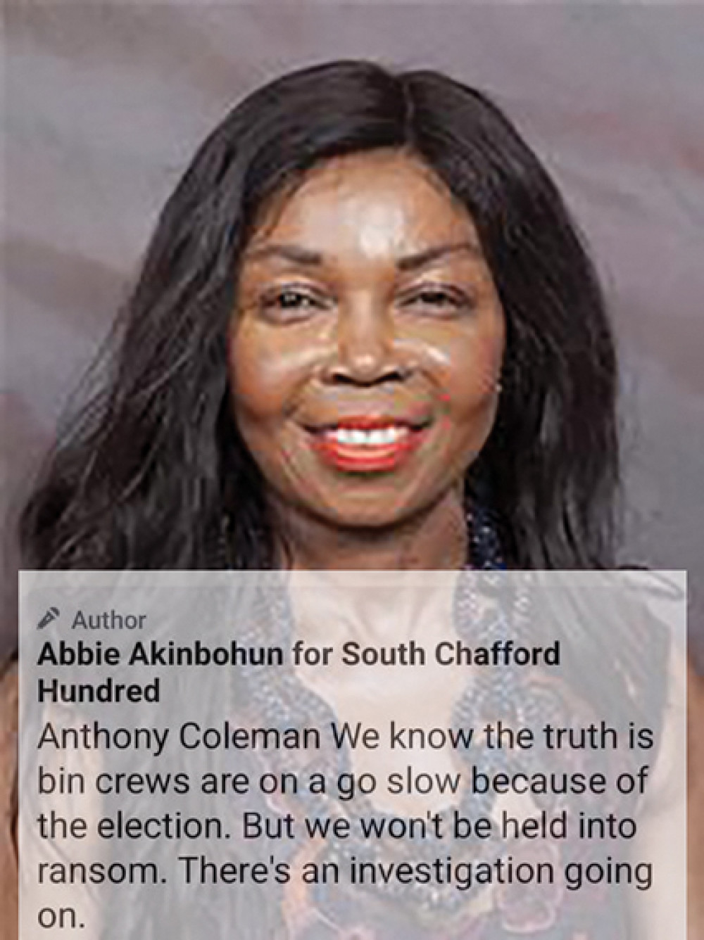 Cllr Abbie Akinbohun.