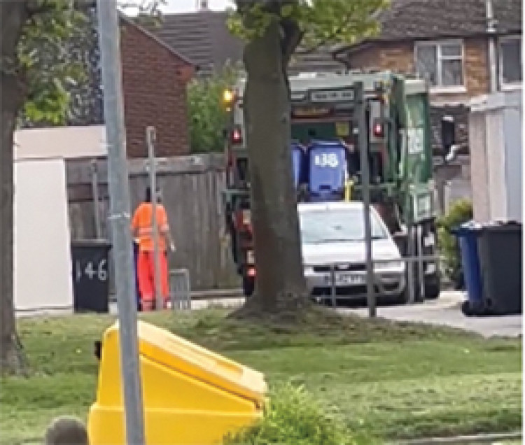 Commercial bin collection crews at work in Brandon Groves. 