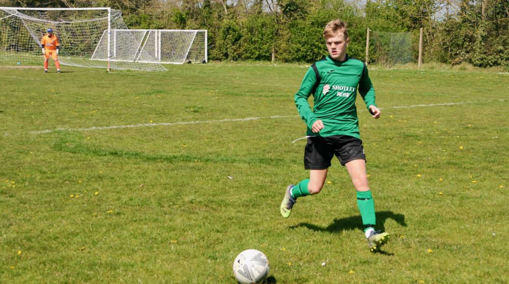 Shotley striker Tommy Smith (Picture credit: Peninsula Nub News)