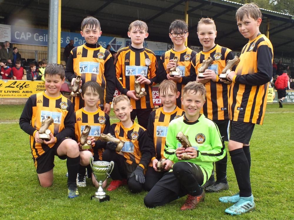 Triumphant Axminster Under 10s after winning the Exeter and District Plate