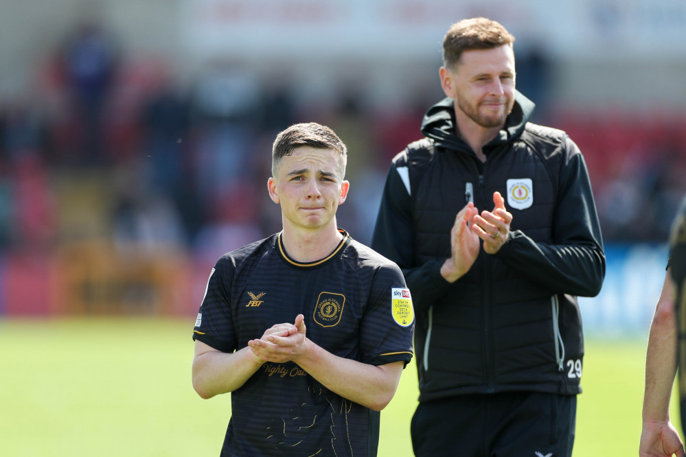 Tommy Lowery and Chris Porter bid their Crewe Alex farewells at Lincoln's LNER Stadium (Picture credit: Kevin Warburton).