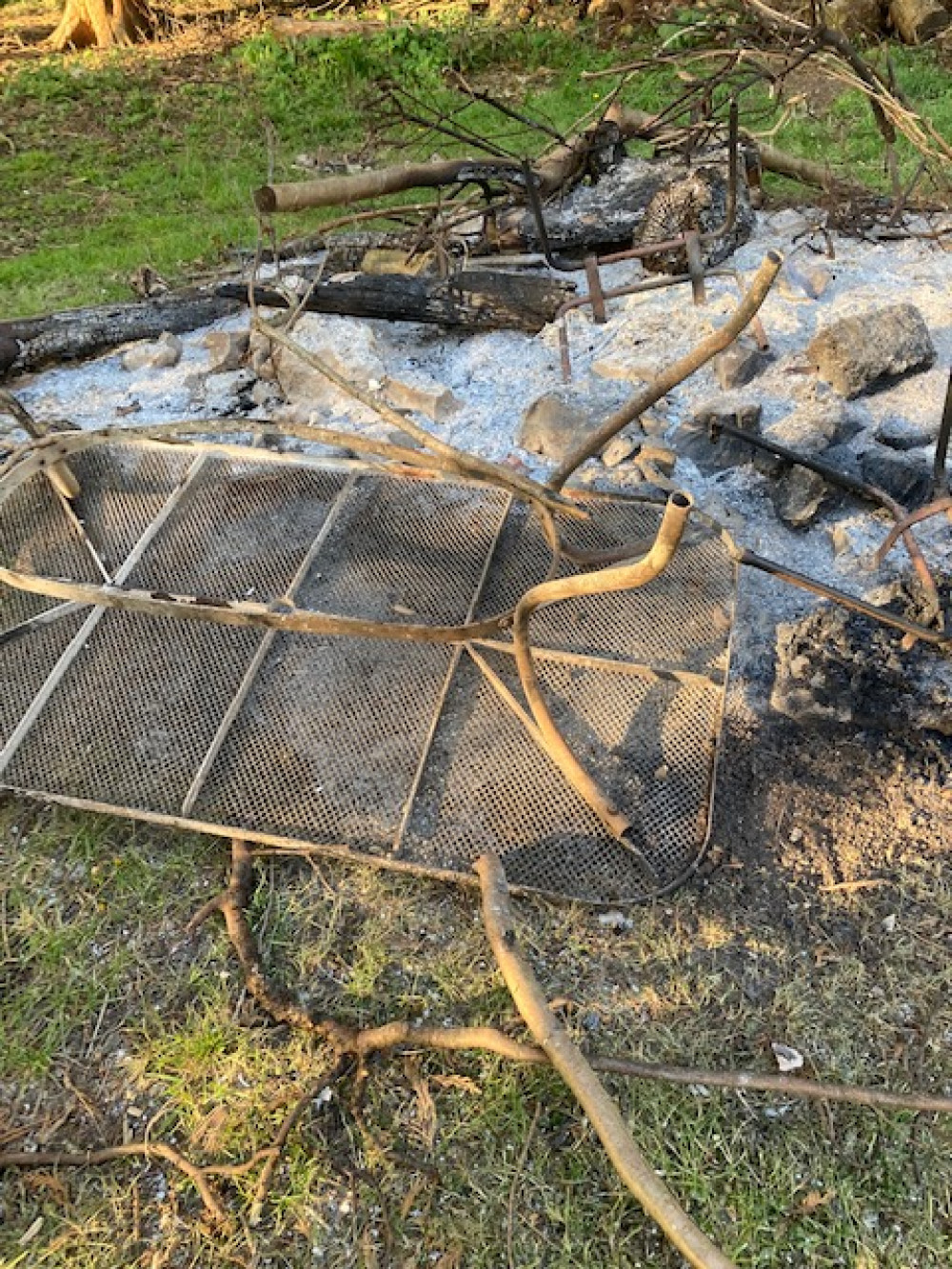 Remnants of some of the Scouts’ equipment having been set on fire