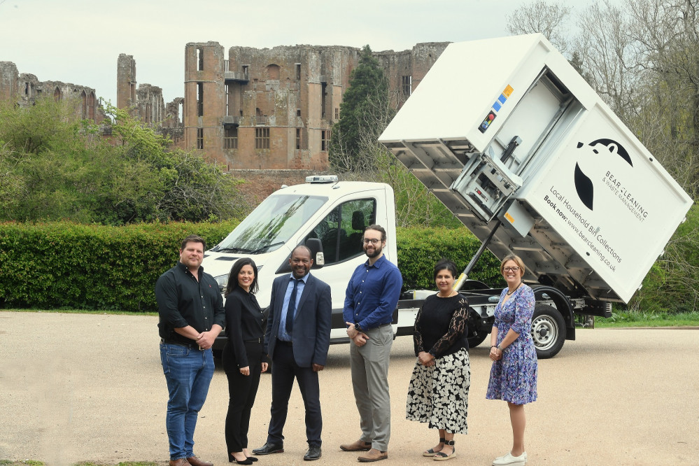 From left - Ted and Kate Hunter (Bear Cleaning), Martin Nwangwa (CWLEP Growth Hub), Alexander Vill (CWRT), Cllr Kam Kaur (Warwickshire County Council) and Sarah Windrum (CWLEP)