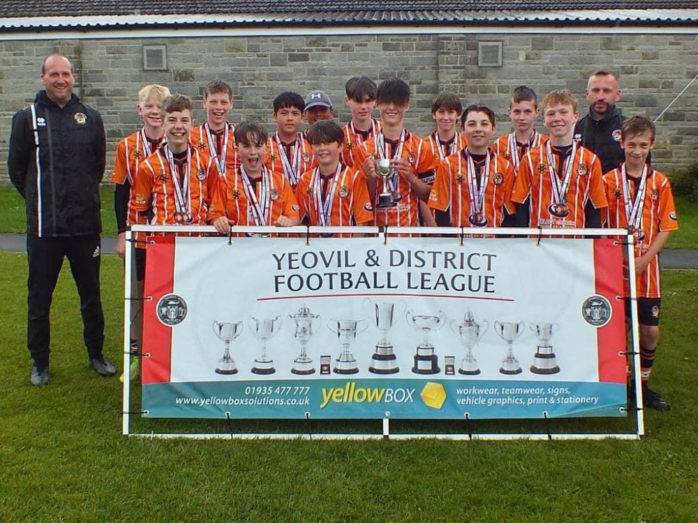 Axminster Town Under 13s with their runners-up medals in the Under 13s Division One Cup