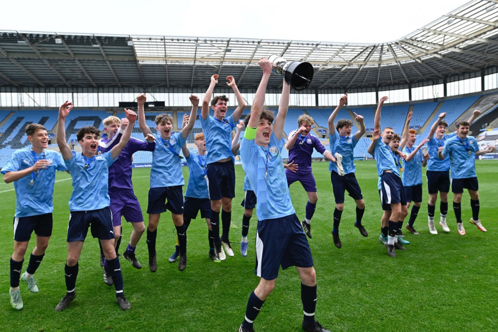 Kenilworth School lifted their fourth Coventry Evening Telegraph Cup at the CBS Arena yesterday (Image by Ben Duffy Photography)