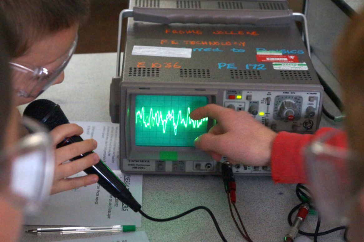 Pupils check out the sound waves 