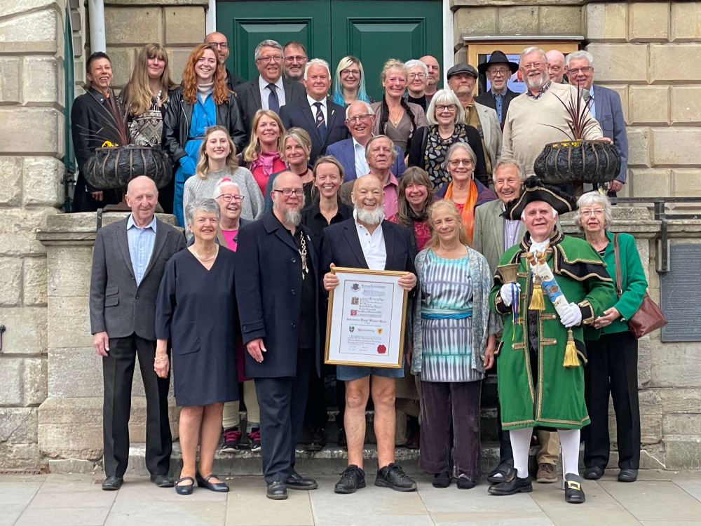 The Freedom of Glastonbury was conferred on Michael Eavis on May 5. Photo: Glastonbury Town Council