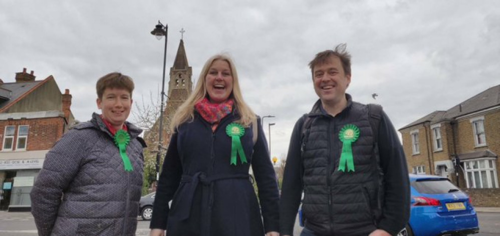 Kate, Marijn and Neil- Green Party candidates in Hanwell Broadway