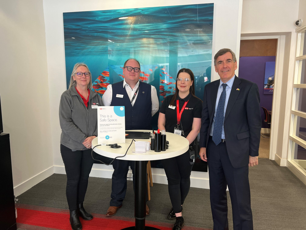 Macclesfield HSBC's Carol Martin, Geoff Jones, Amy Mutch and David Rutley MP. (Image - David Rutley MP) 