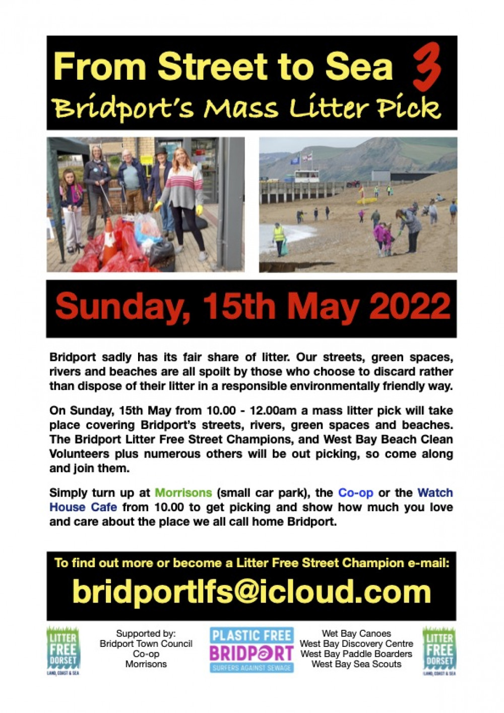 Bridport's mass litter pick 'From Street to Sea' 3 takes place on Sunday, May 15