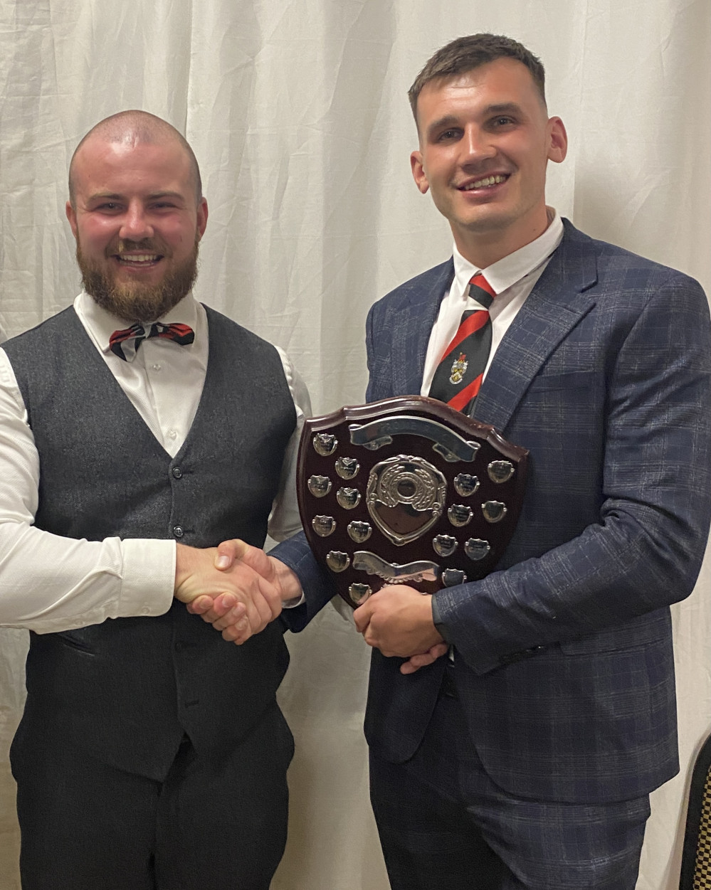 Pictured is 1st XV player of the year Geoff Taylor, with Club Captain Alex Mallon